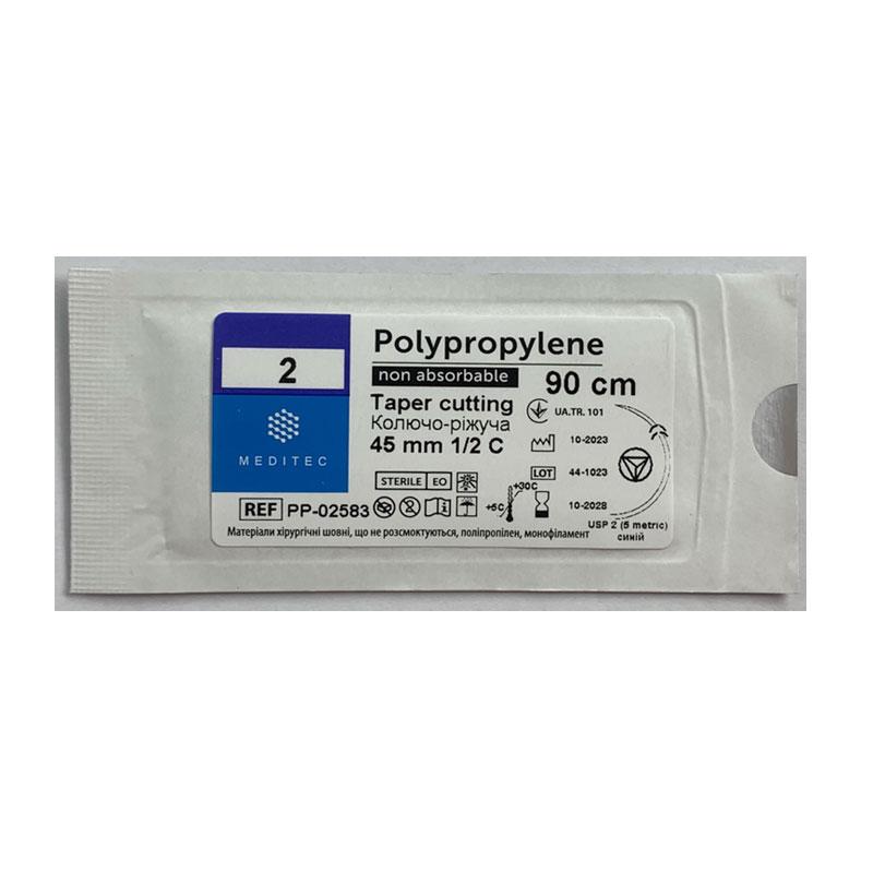Поліпропілен. М5, USP 2, 90 см, голка колючо-ріжуча, 45 мм, 1/2 С, РР-02583